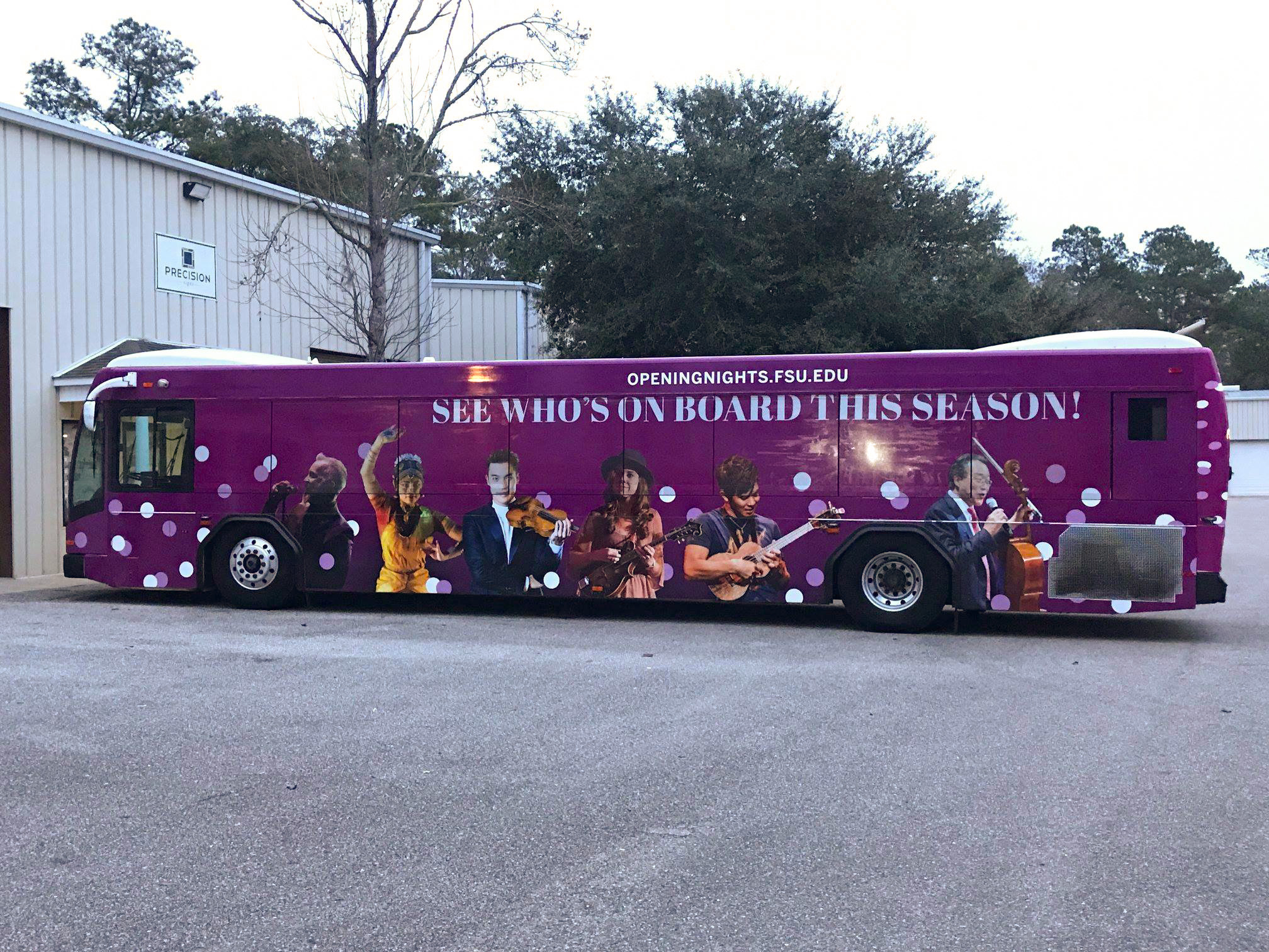 Full bus wrap with large-format branded graphics