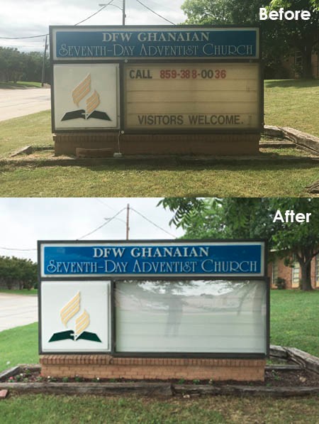 Custom church monument identification sign