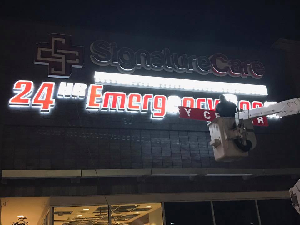Professional installation of custom illuminated signs