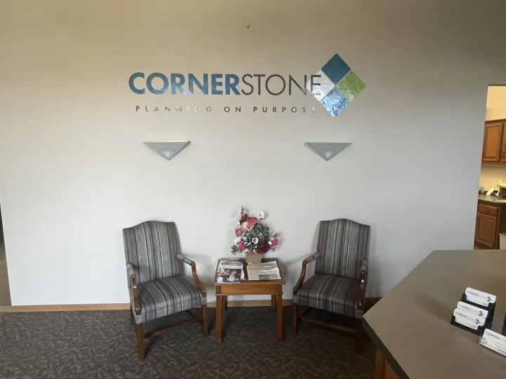 Cornerstone Benefits Consulting — lobby graphics project by Covenant Signs and Graphics