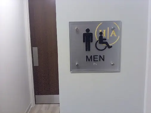 Hawkins Ash CPAs — restroom sign project by Covenant Signs and Graphics