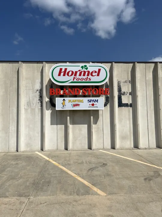 Hormel Brand Store — exterior cabinet signs project by Covenant Signs and Graphics