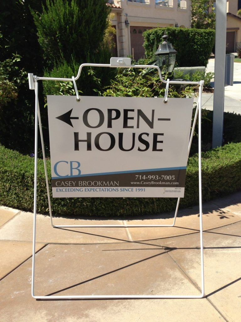 Portable real estate sidewalk sign for an open house