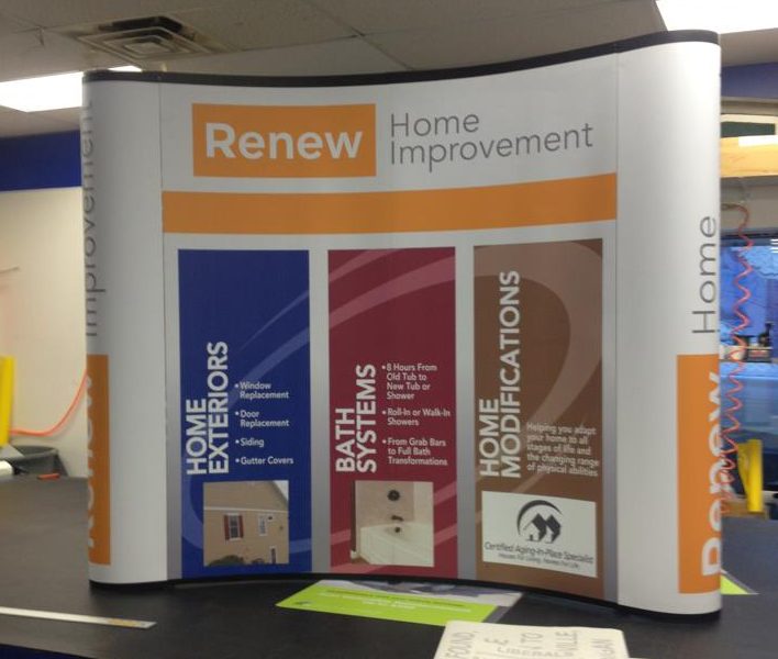 Tension fabric tabletop display with printed graphics