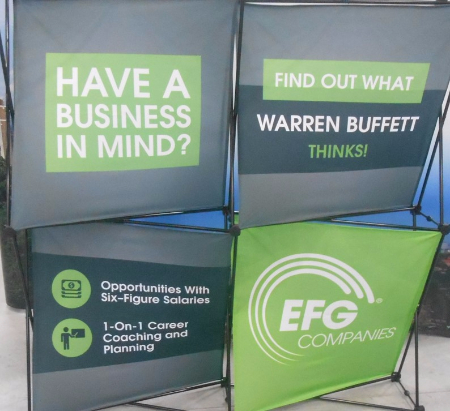 Custom trade show display with branded structural elements
