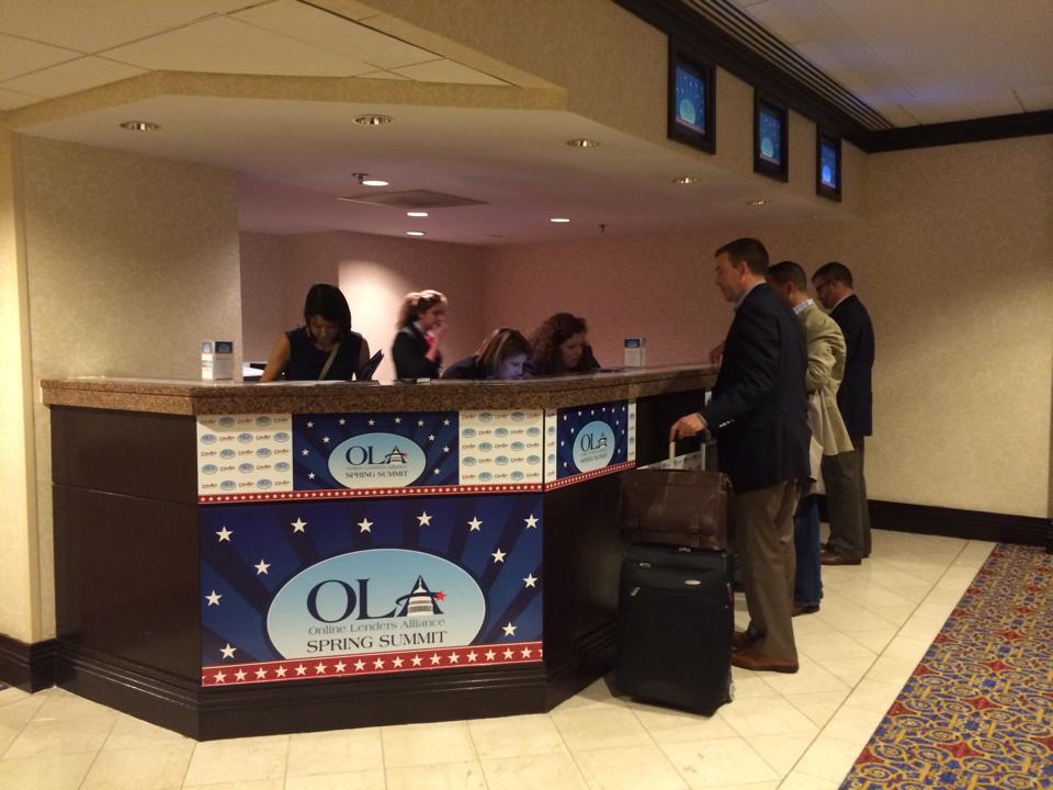 Custom event and trade show graphics directing attendees