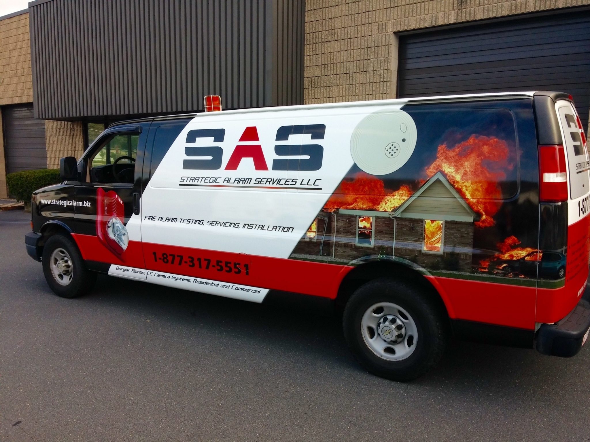 Branded service van wrap promoting a local business