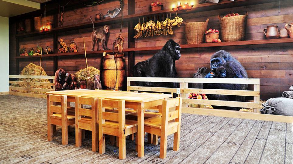 Custom indoor mural produced with full-color printed vinyl